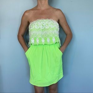 Peppermint Crochet Strapless Dress